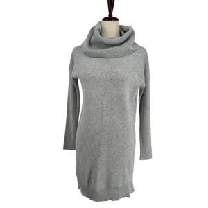 Lulus Tea Reader Light Grey Sweater Dress S Turtleneck Cowl Neck Ribbed‎ Knit